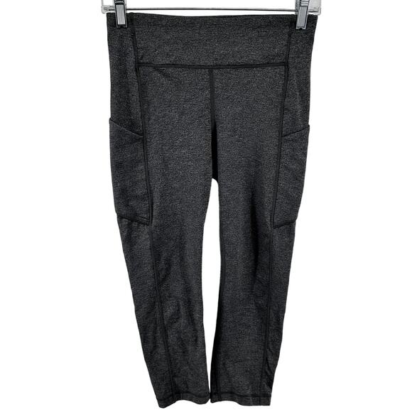 Lululemon Speed Up Crop 21" Leggings Pockets Luxtreme Mid Rise Heathered Black 6 - Picture 2 of 5